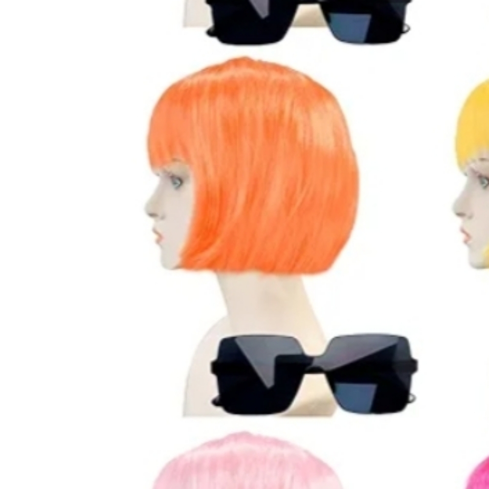 Orange Bob Wig With Sunglasses